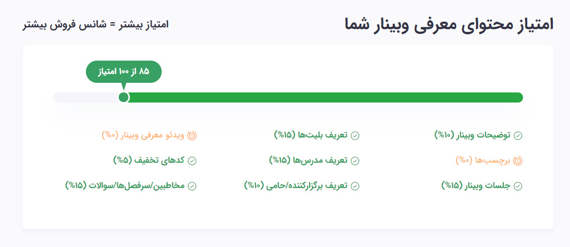 امتیاز وبینار شما